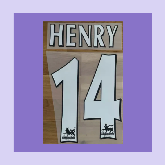 HENRY #14 1997-2005 Player Size Premier League PLASTIC Nameset UK STOCK Arsenal for Football Shirt