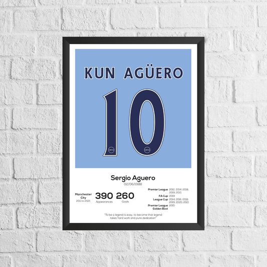 Sergio Aguero Legend Stats Print