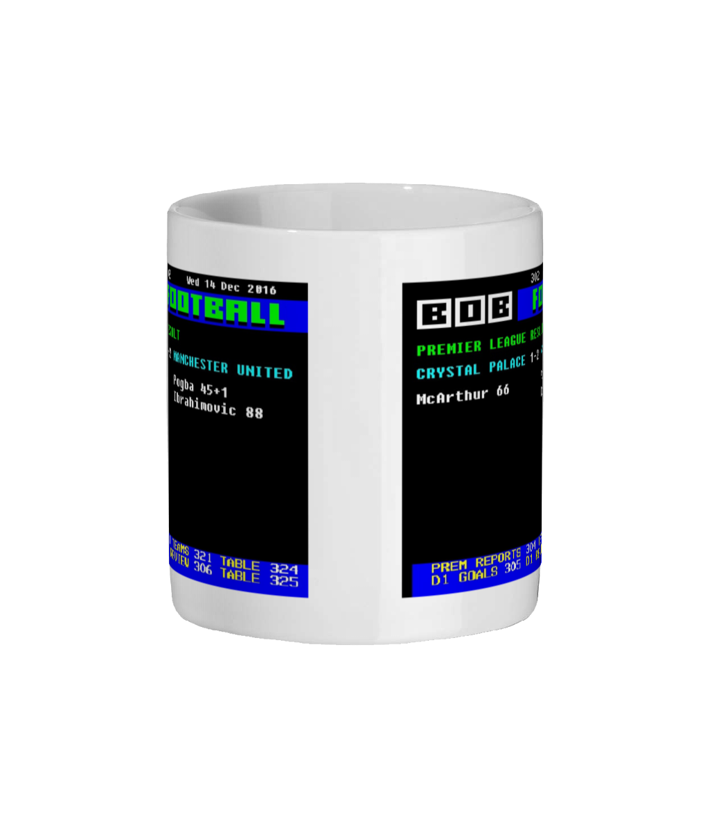 Crystal Palace 1-2 Manchester United 2016 Ceefax Style Mug