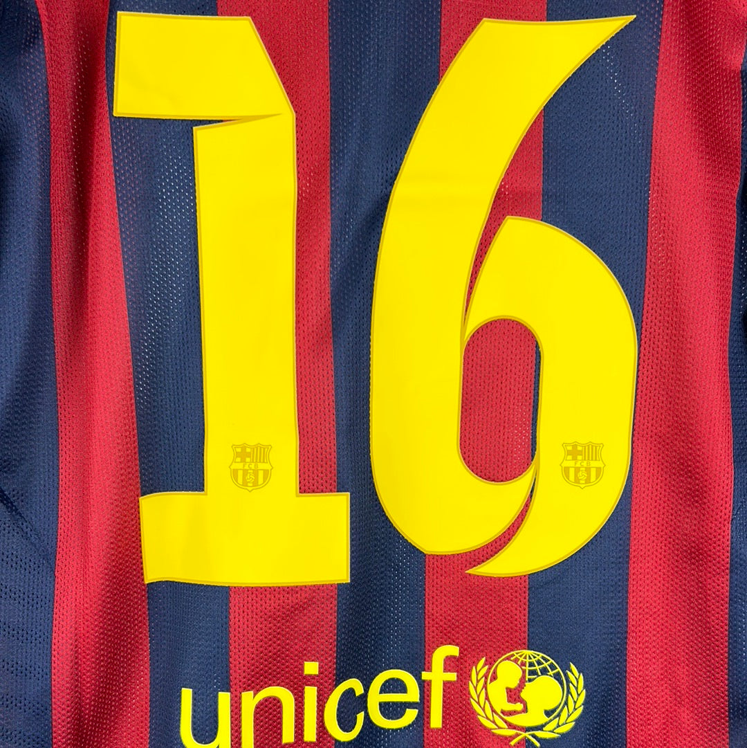 Barcelona 2013/2014 Player Issue Home Shirt - Sergio 16 - Long Sleeve