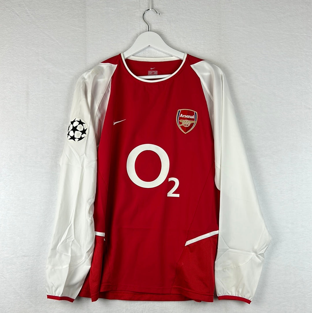 Arsenal 2003/2004 Match Worn Home Shirt front 02 sponsor and CL patch
