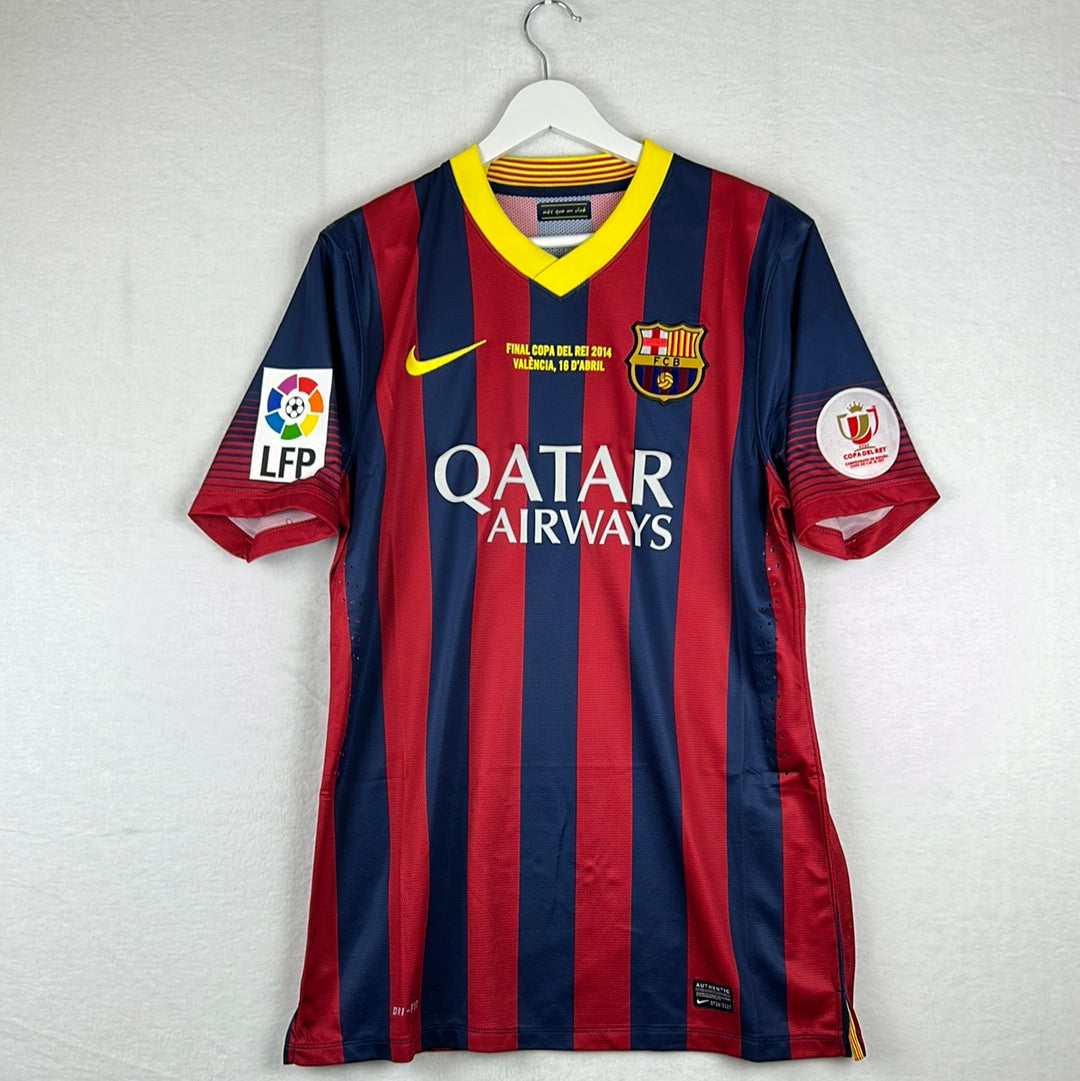 Barcelona 2013/2014 Player Issue Home Shirt - Copa Del Rei Final 2014 - Adriano 21