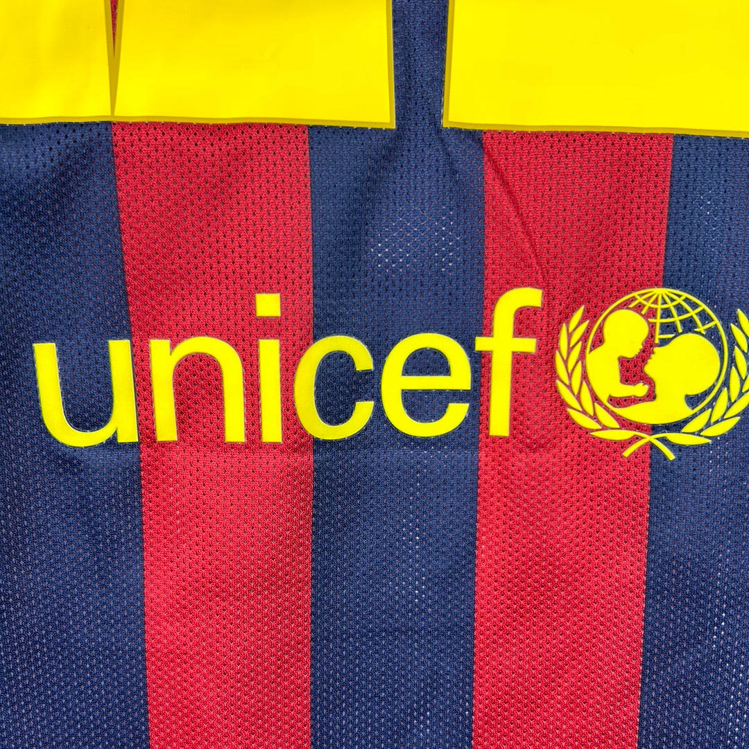 Barcelona 2013/2014 Player Issue Home Shirt - Adriano 21 - Champions League