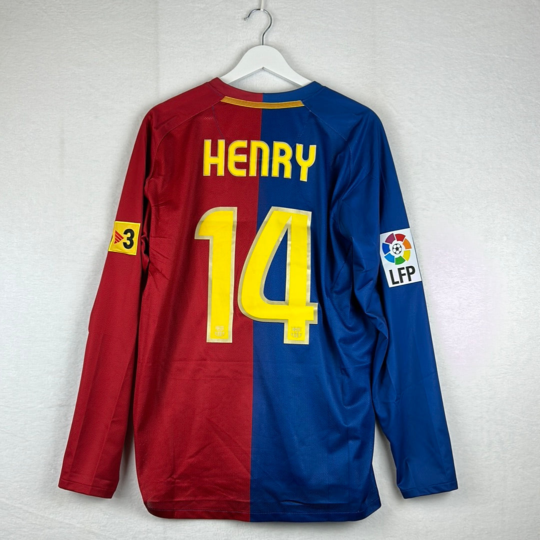 Barcelona 2008/2009 Player Issue Home Shirt - Henry 14 - Long Sleeve