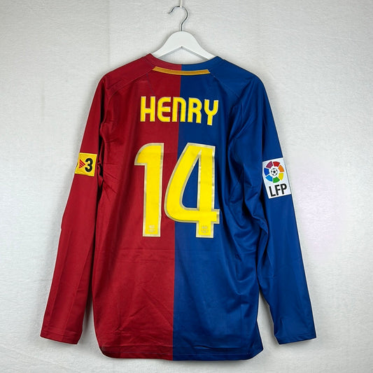 Barcelona 2008/2009 Player Issue Home Shirt - Henry 14 - Long Sleeve
