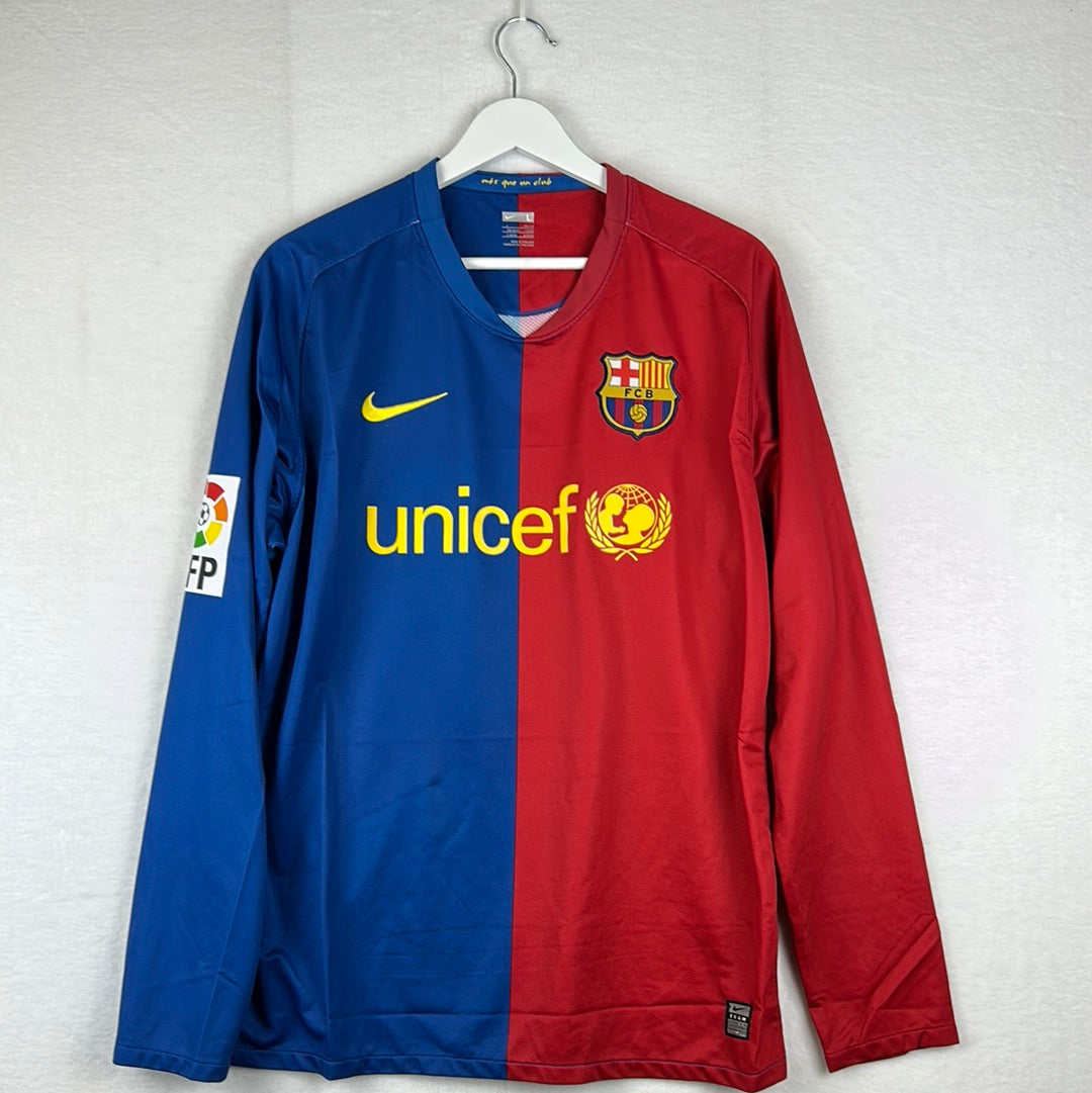 Barcelona 2008/2009 Player Issue Home Shirt - Pique 3 - Long Sleeve