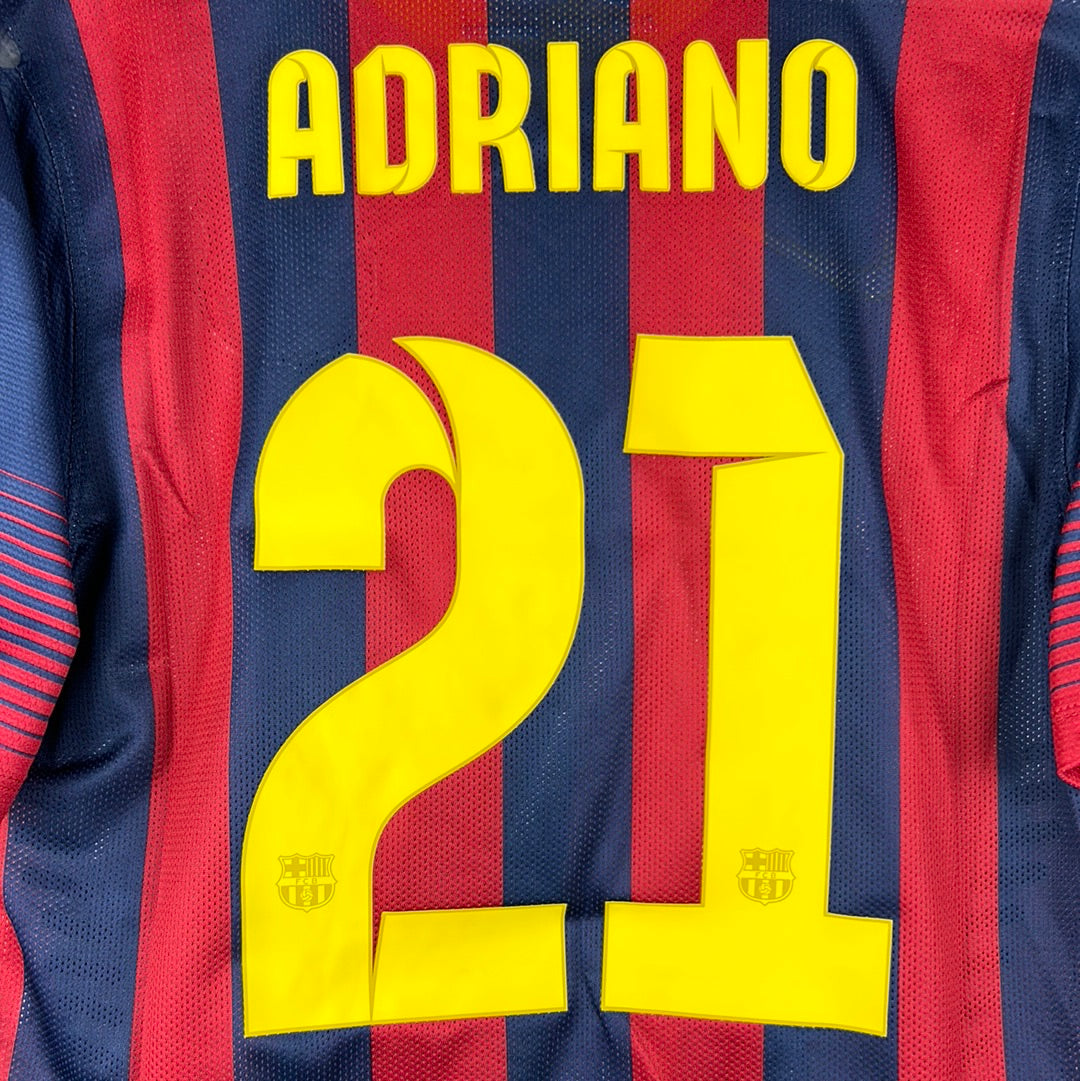 Barcelona 2013/2014 Player Issue Home Shirt - Adriano 21 - Champions League