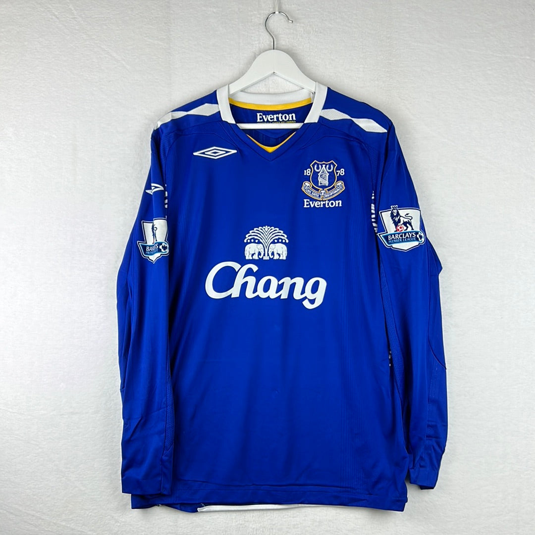 Everton 2007-2008 Player Issue Home Shirt - Yobo 4 - Long Sleeve