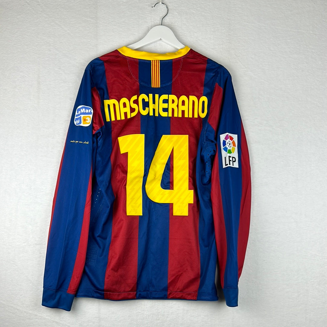 Barcelona 2010/2011 Player Issue Home Shirt - Mascherano 20 - Long Sleeve