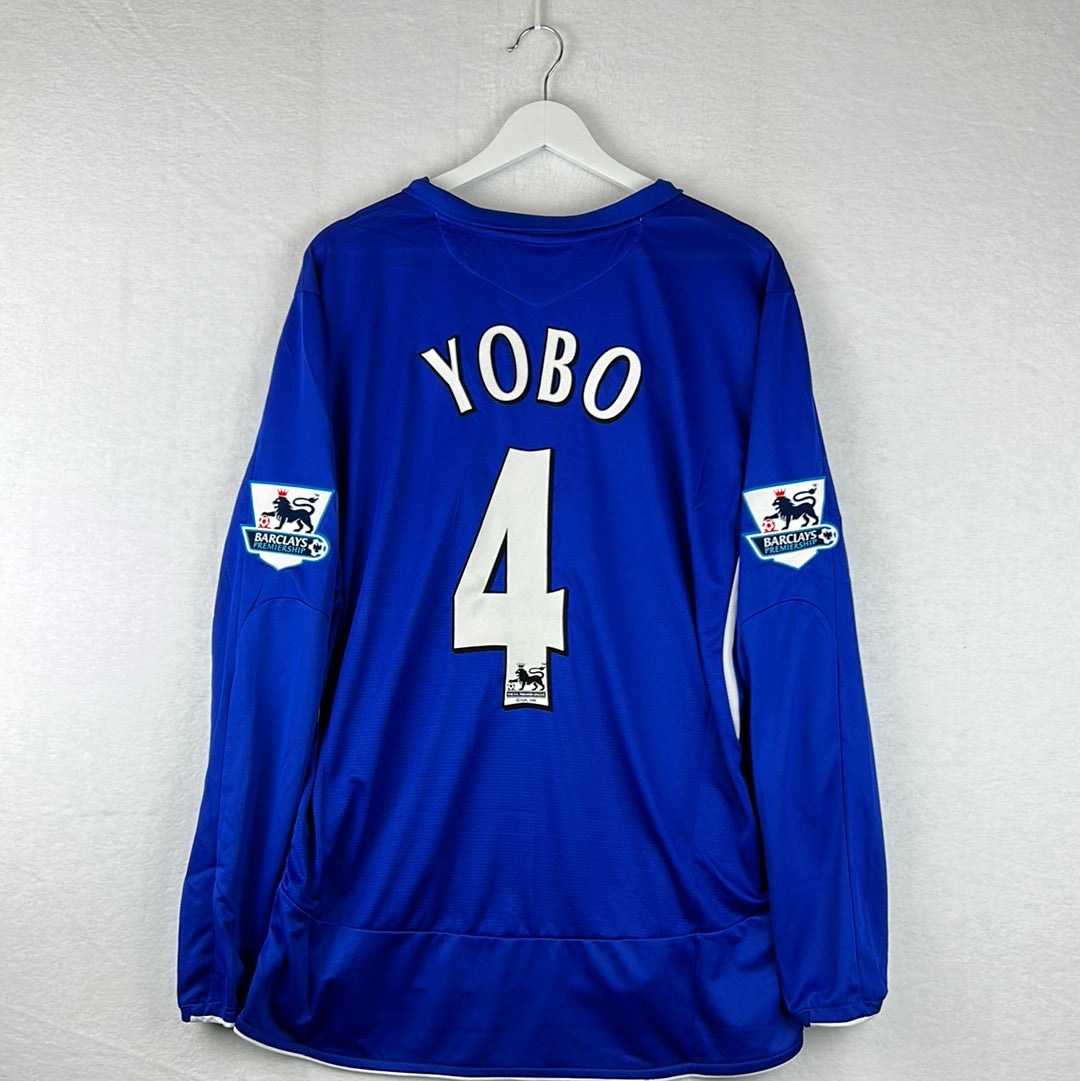 Everton 2005-2006 Player Issue Home Shirt - Yobo 4 - Long Sleeve