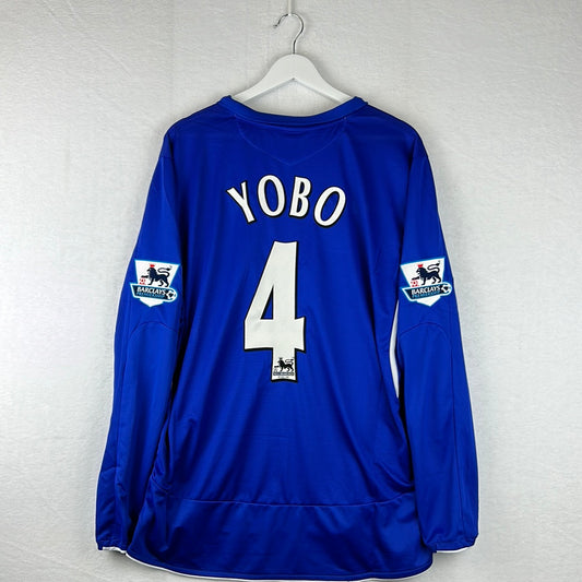 Everton 2005-2006 Player Issue Home Shirt - Yobo 4 - Long Sleeve