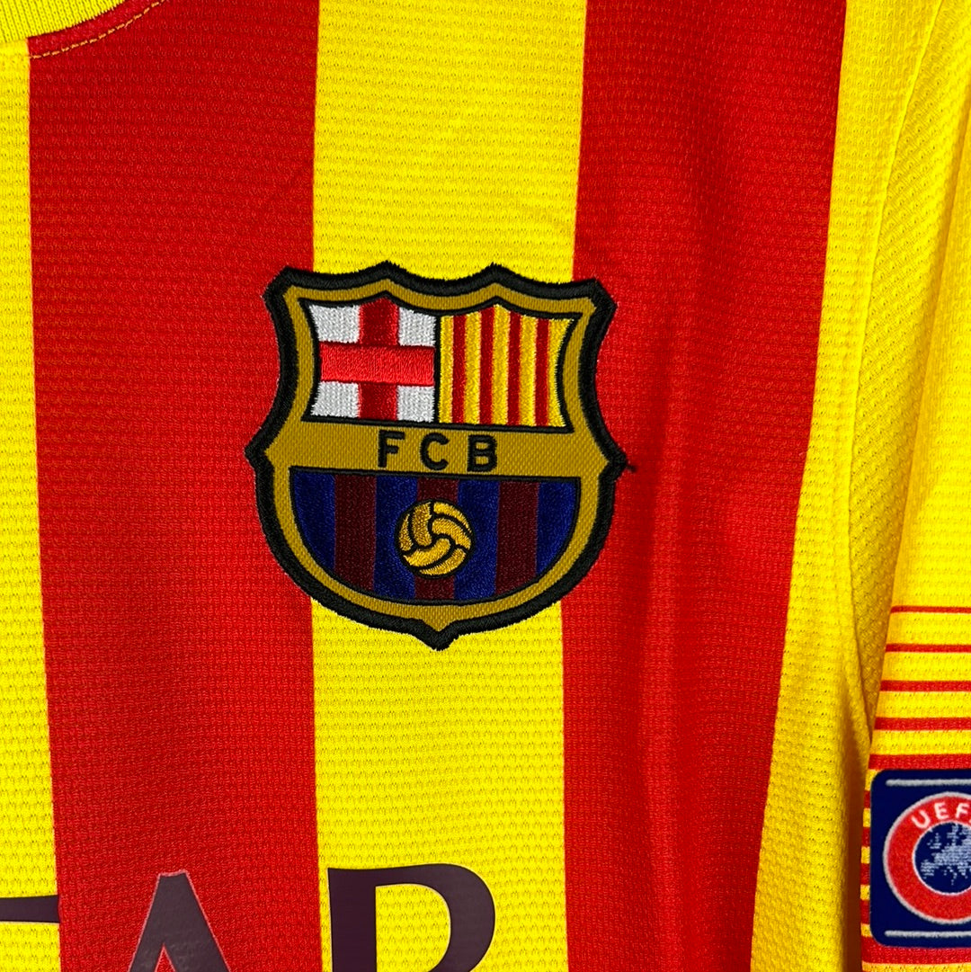 Barcelona 2013/2014 Player Issue Away Shirt - Alexis 9 - Champions League - Long Sleeve