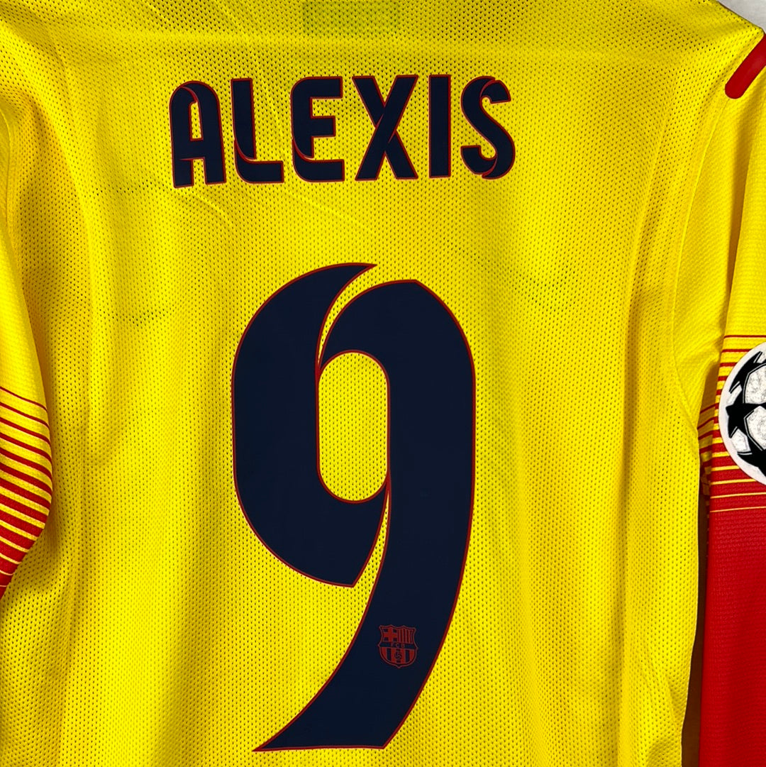 Barcelona 2013/2014 Player Issue Away Shirt - Alexis 9 - Champions League - Long Sleeve