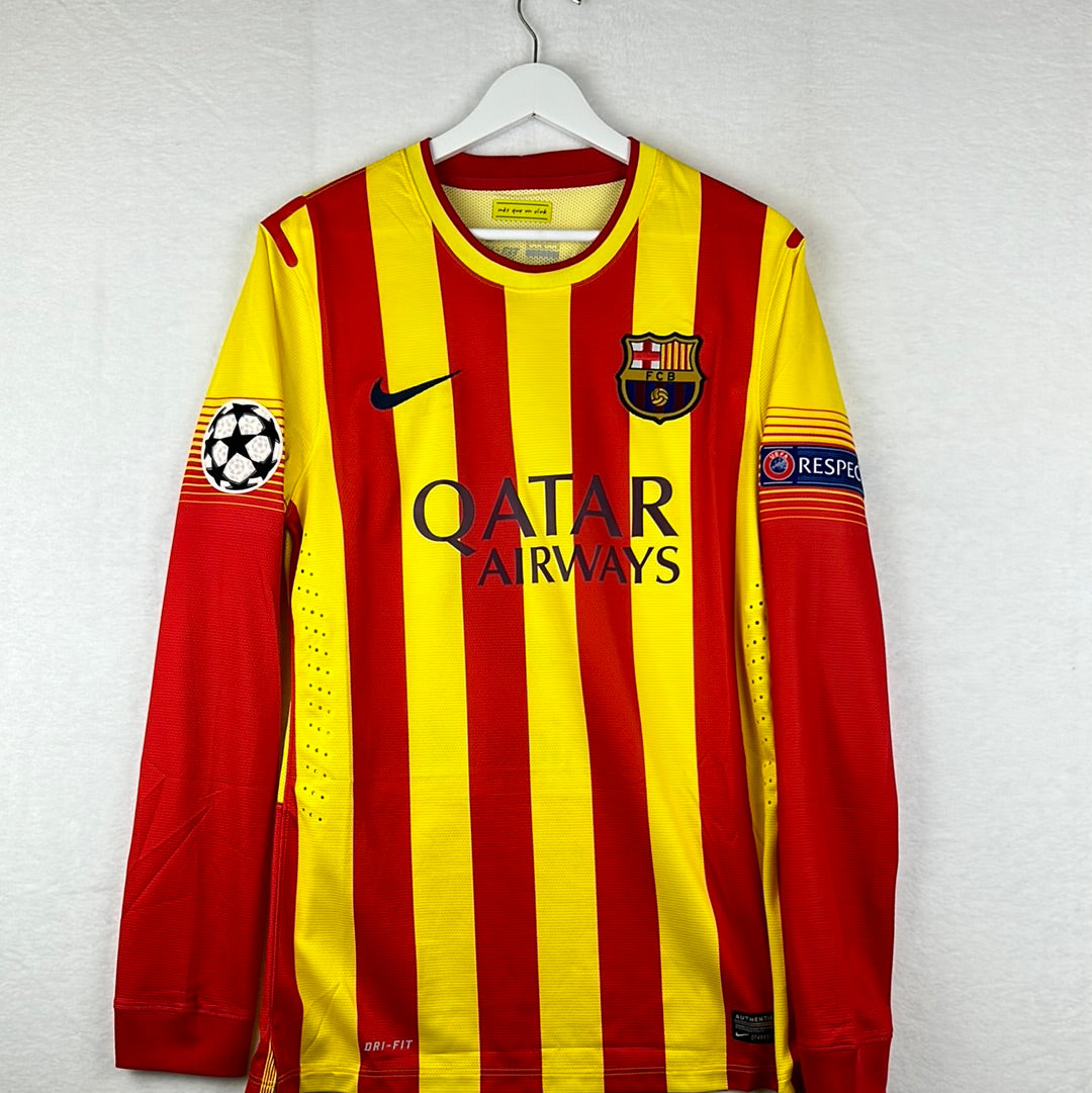 Barcelona 2013/2014 Player Issue Away Shirt - Alexis 9 - Champions League - Long Sleeve