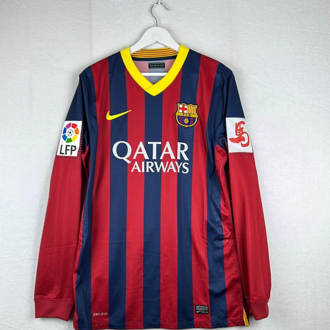 Barcelona 2013/2014 Player Issue Home Shirt - Sergio 16 - Long Sleeve