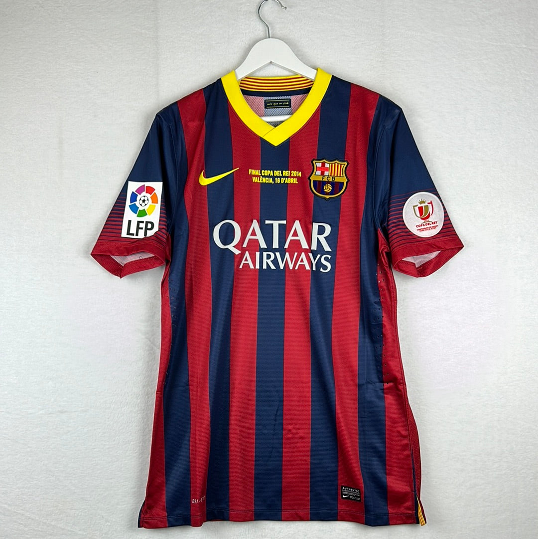 Barcelona 2013/2014 Player Issue Home Shirt - Copa Del Rei Final 2014 - Adriano 21