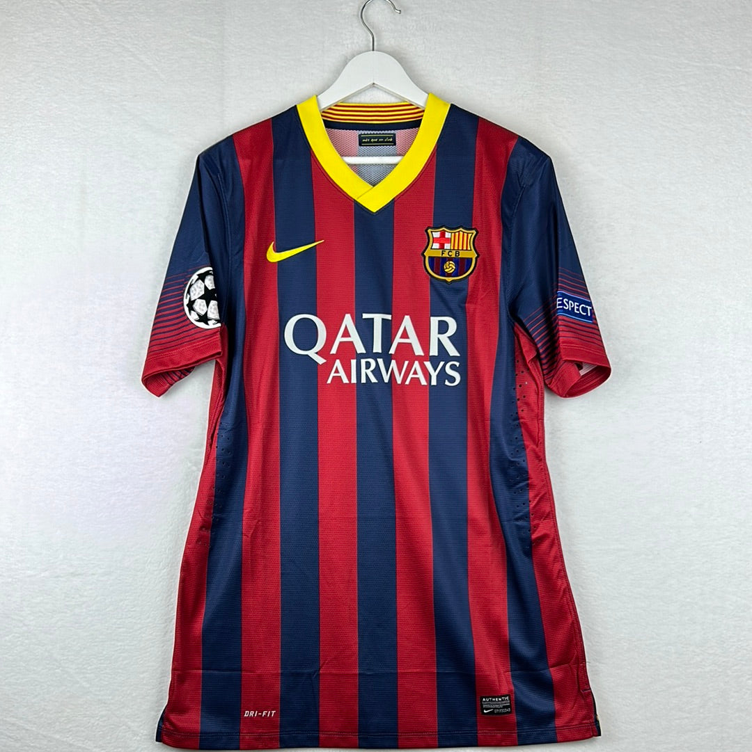 Barcelona 2013/2014 Player Issue Home Shirt - Adriano 21 - Champions League