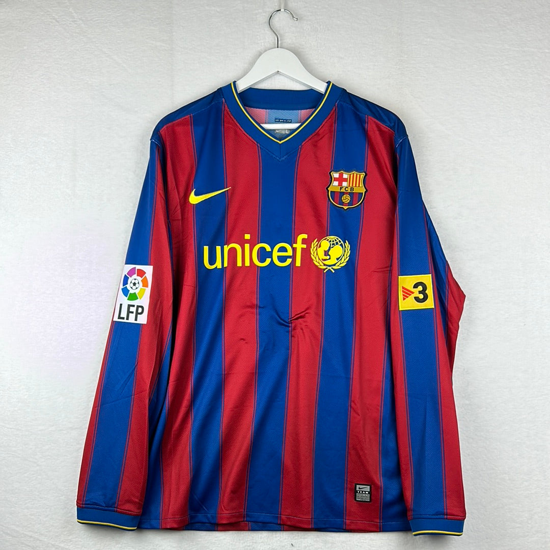 Barcelona 2009/2010 Player Issue Home Shirt - Pique 3 - Long Sleeve