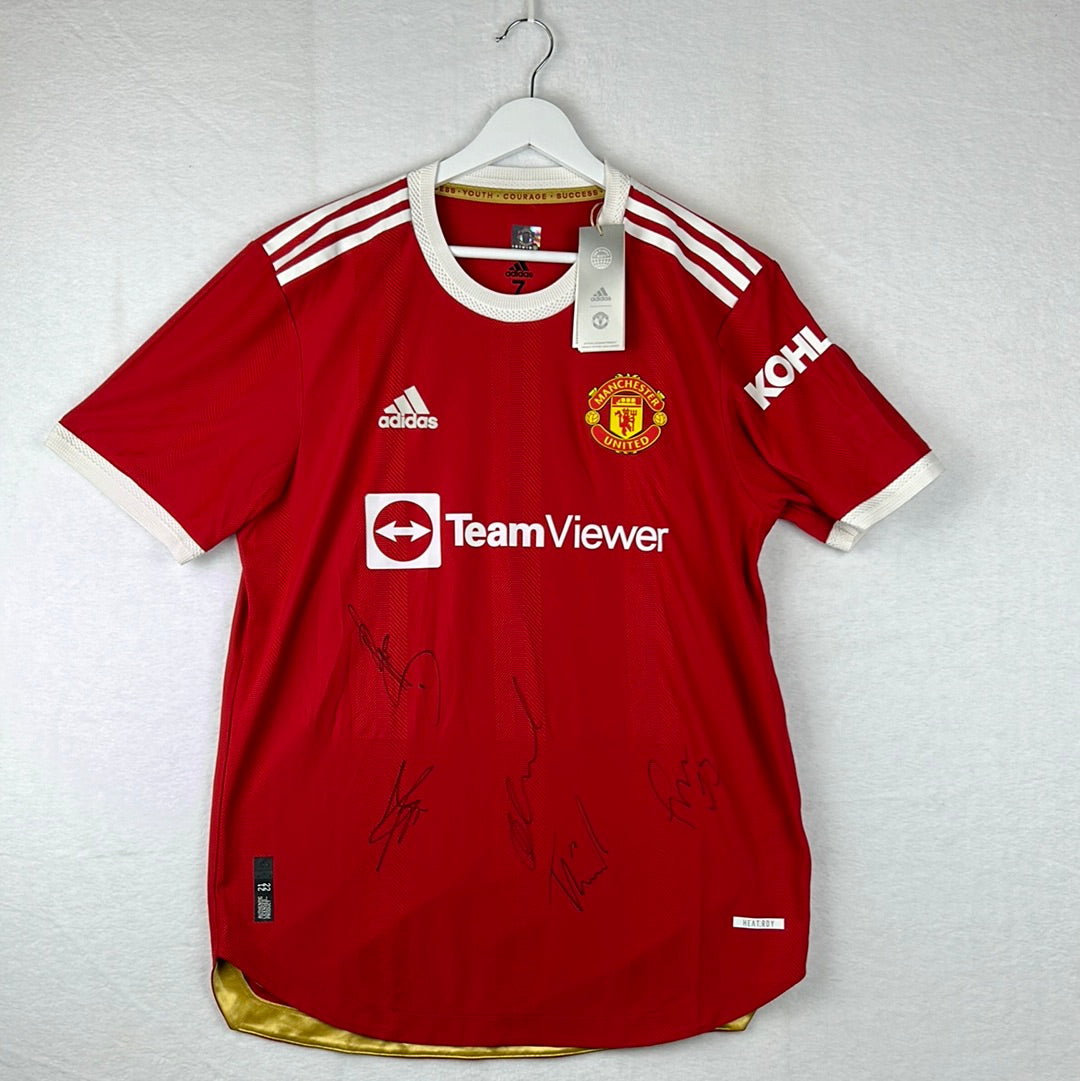 Manchester United 2021/2022 Player Issued Home Shirt - Part Squad Signed - MUFC COA