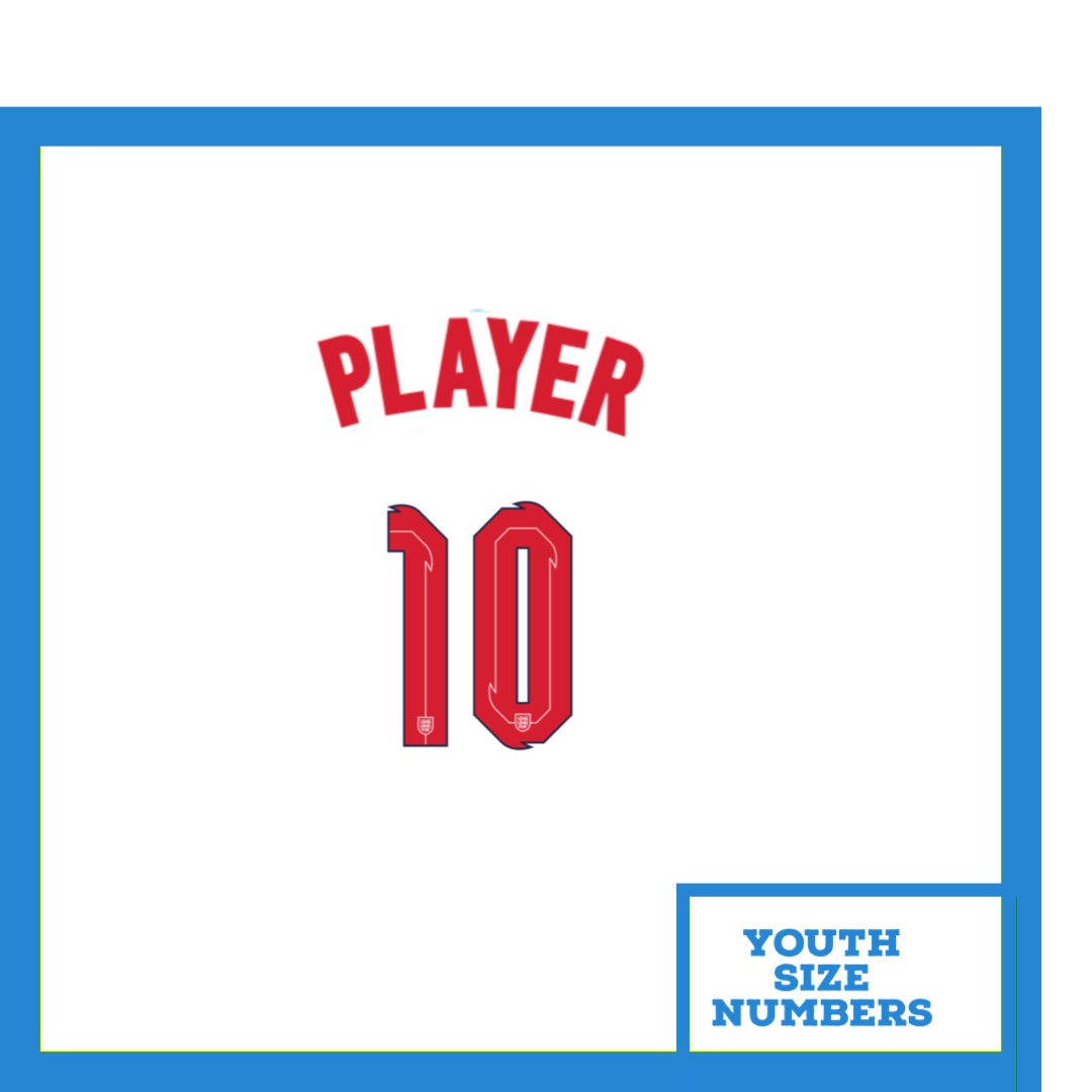 2020-21 England Home Custom Player Size Name with Youth Number Set