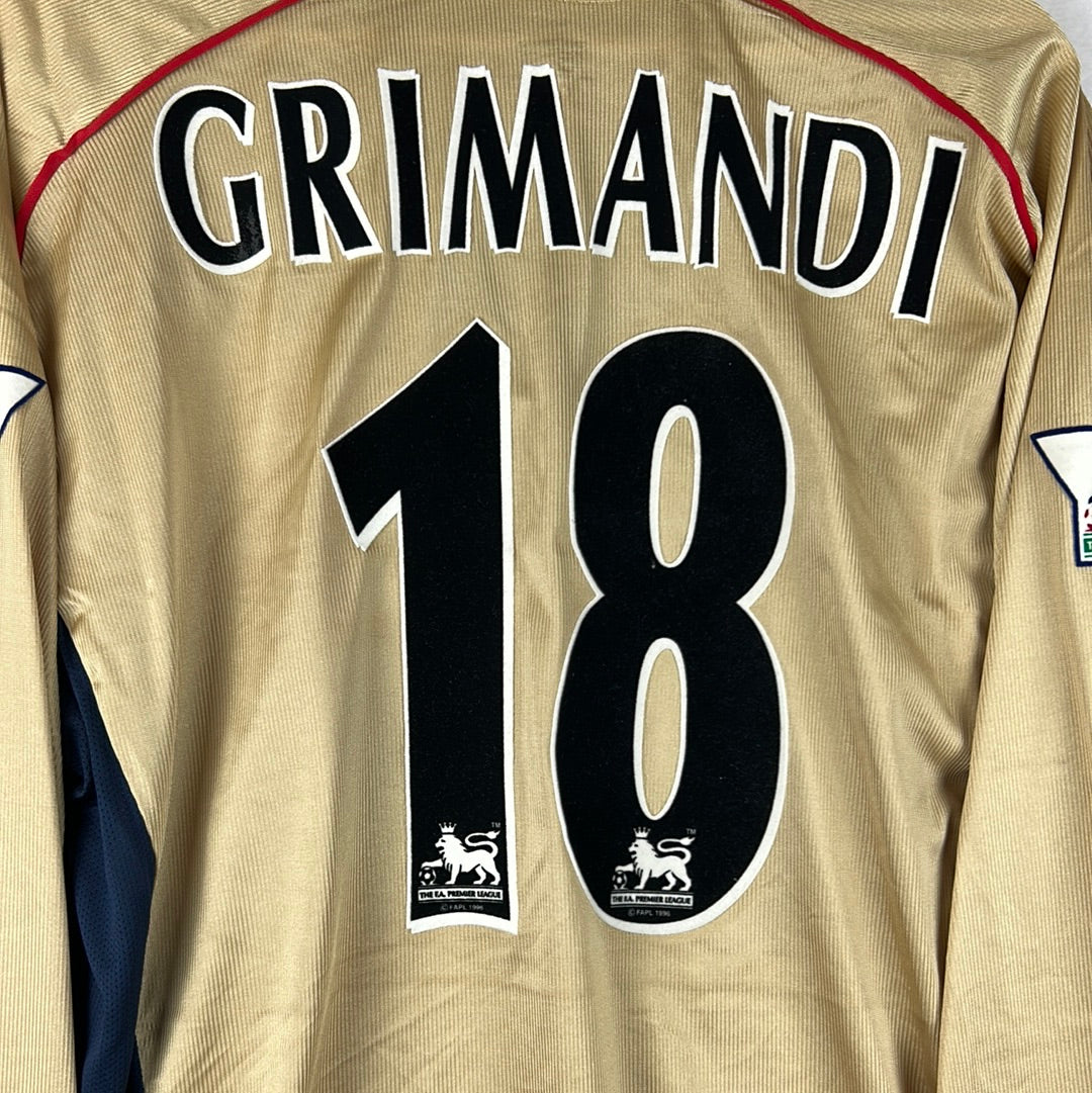 Arsenal 2001/2002 Match Worn Away Shirt - Grimandi - Gold Sega