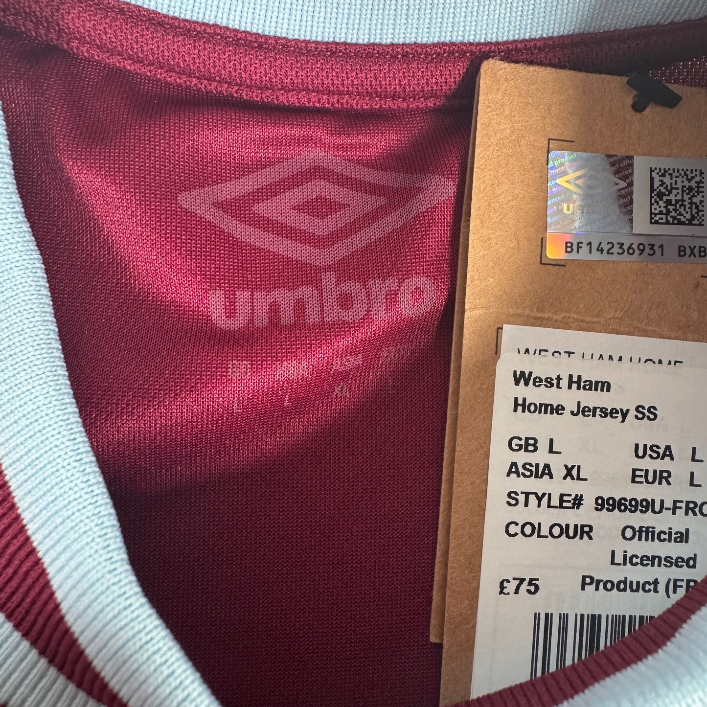 West Ham United 2024/2025 Home Football Shirt Large BNWT