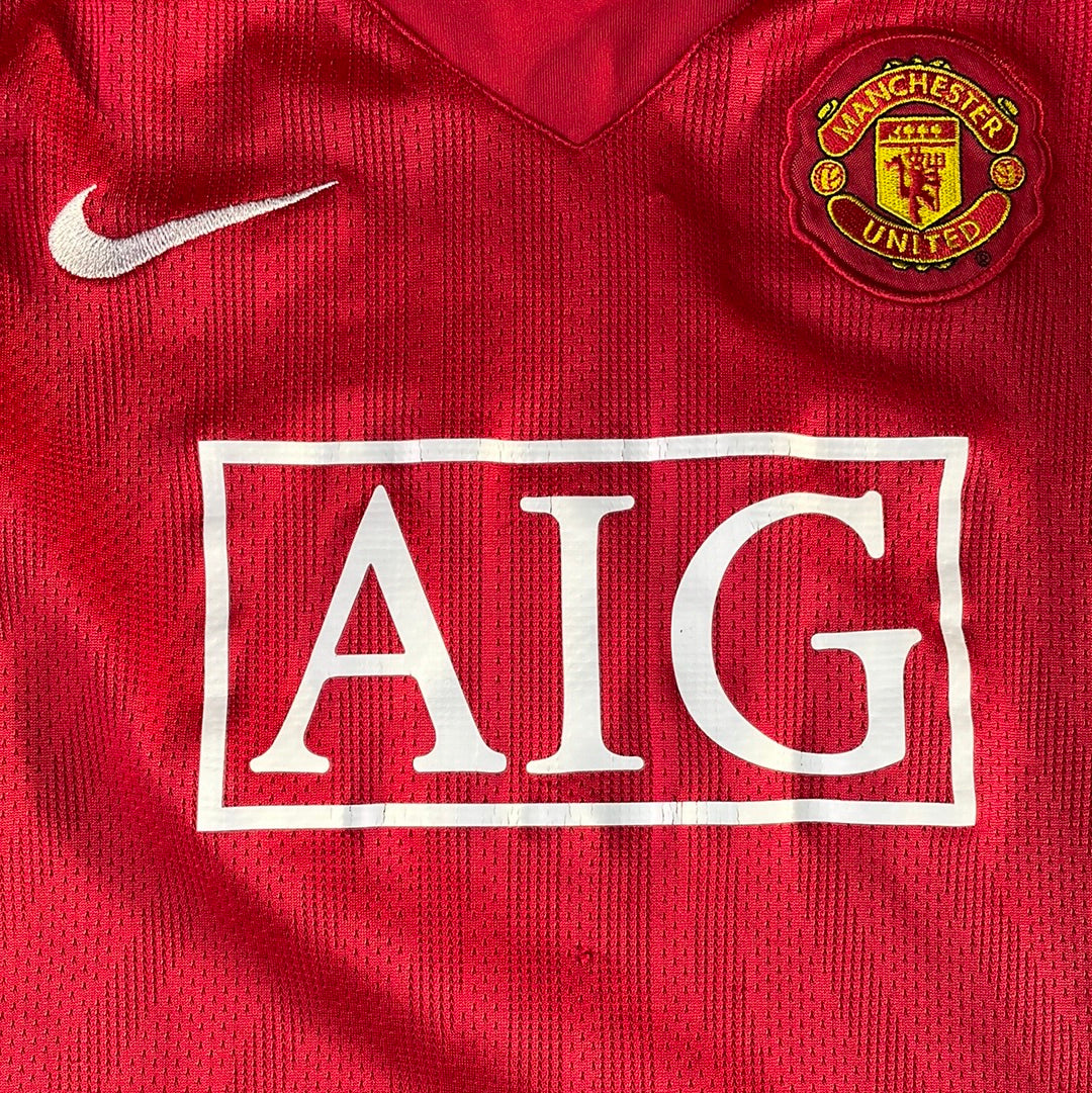 Manchester United 2007/2008 Home Shirt - Youth Large - Long Sleeve - Vintage Nike Shirt