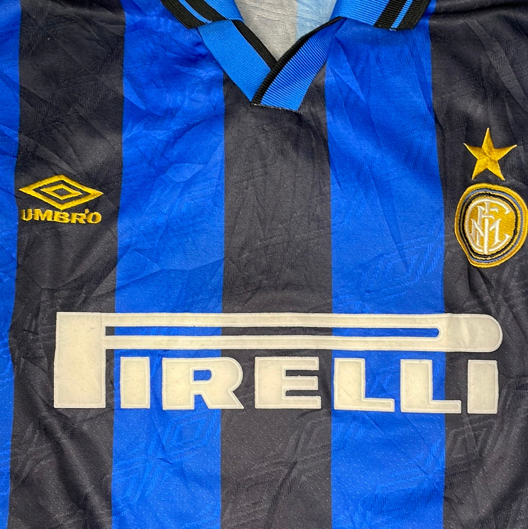 Inter Milan 1995-1996 Home Shirt - LARGE - 8.5/10 Condition - Umbro - Pirelli
