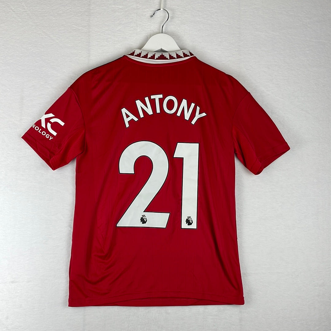 Manchester United 2022-2023 Youth Home Shirt - BNWT - Antony 21 - Age 9-10 to 15-16