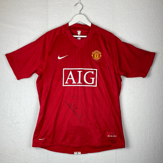 Manchester United 2007/2008 Home Shirt - Large - Rio Ferdinand Signed