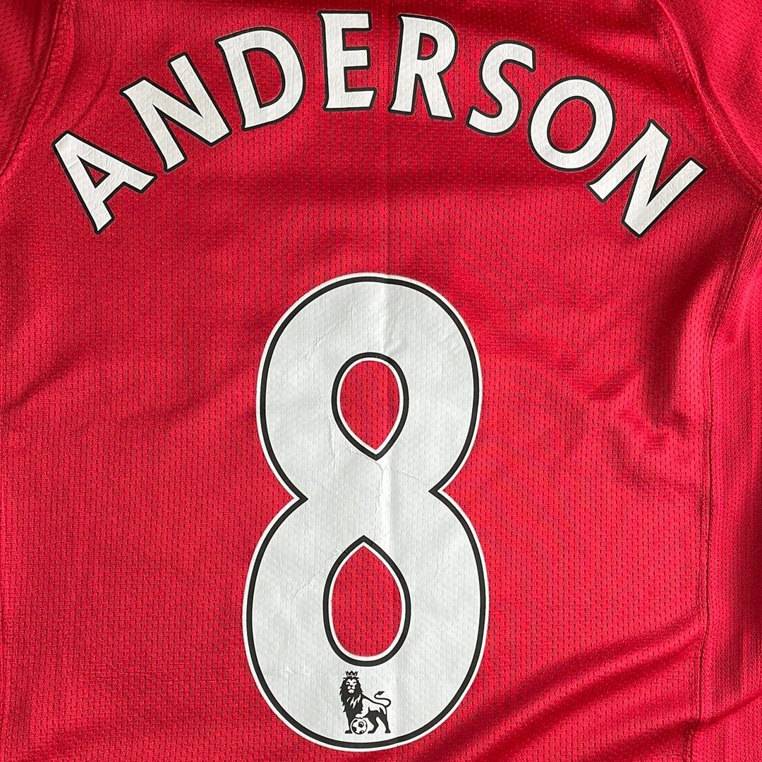 Manchester United 2007/2008 Home Shirt - Youth Large- Long Sleeve - ANDERSON 8 - Nike 2377946-666