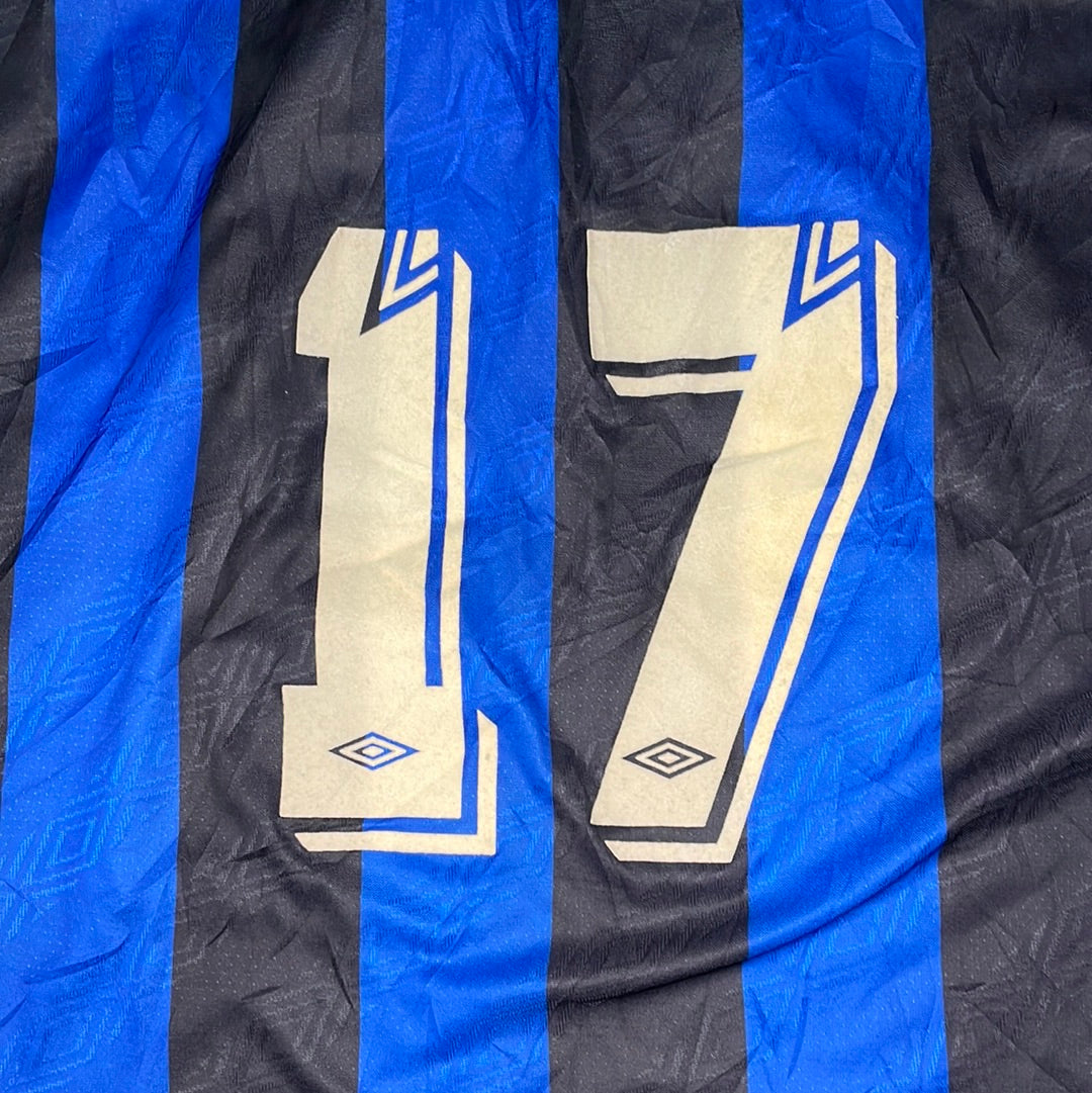 Inter Milan 1995-1996 Home Shirt - LARGE - 8.5/10 Condition - Umbro - Pirelli