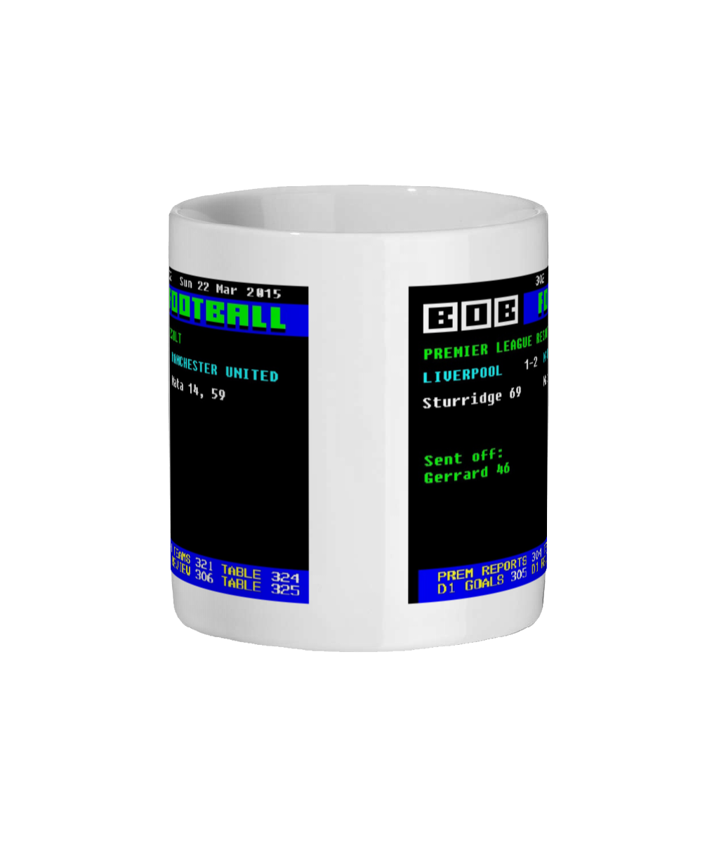 Liverpool 1 v 2 Manchester United 2015 Teletext Mug