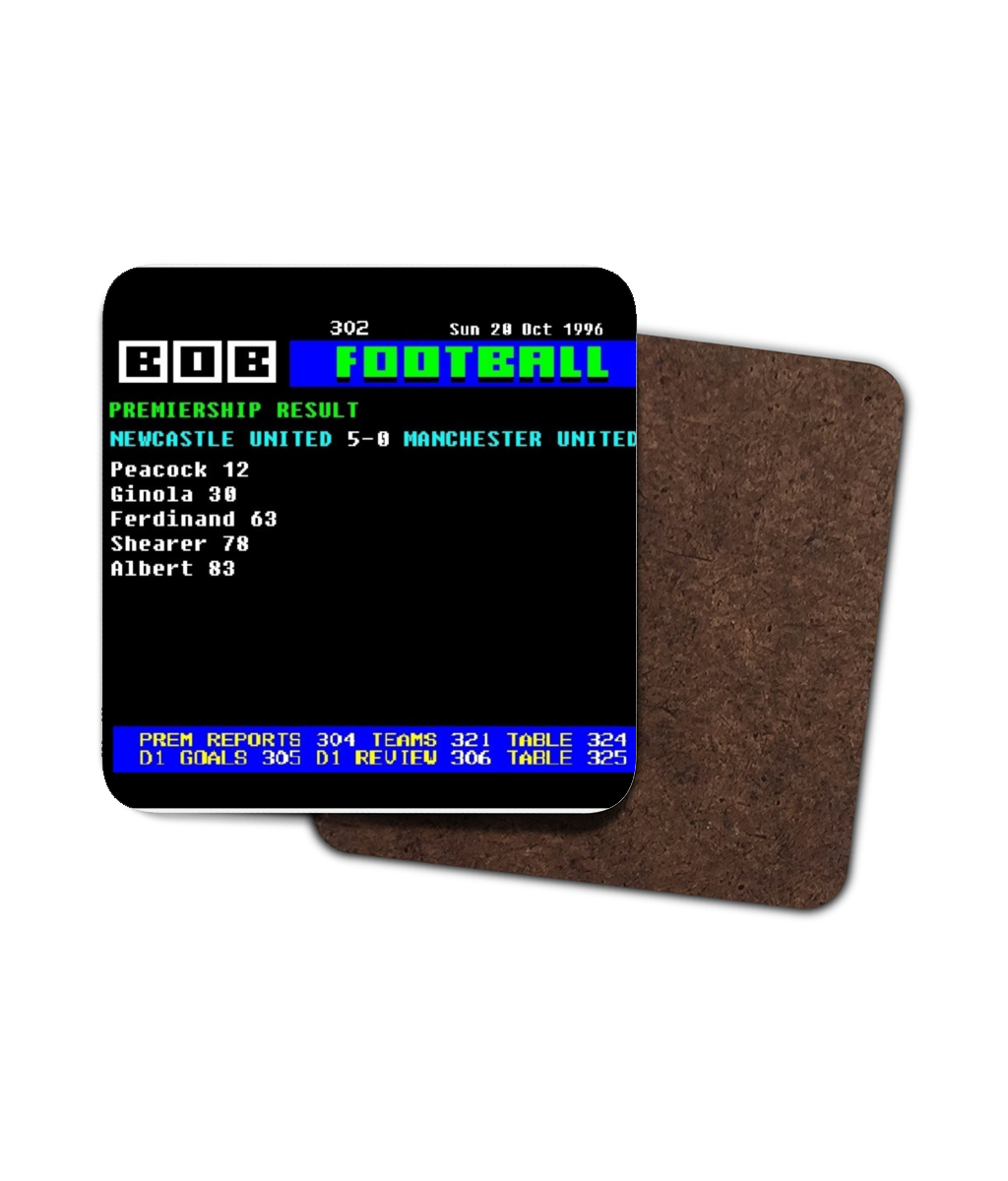 Newcastle United 5 V 0 Manchester United 1995 Ceefax Style Coaster