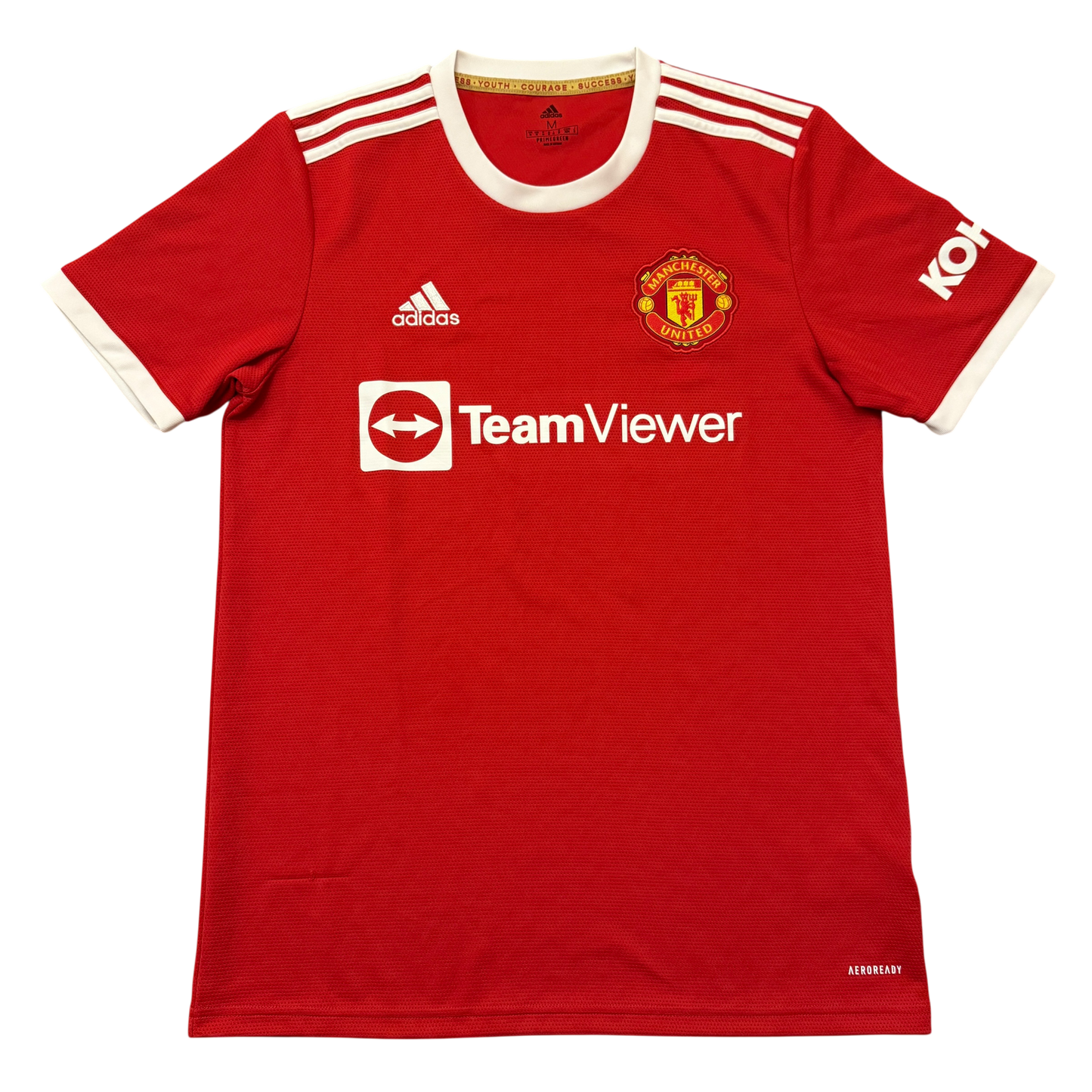 Red Manchester United 2021-2022 Home jersey with visible branding on a white background