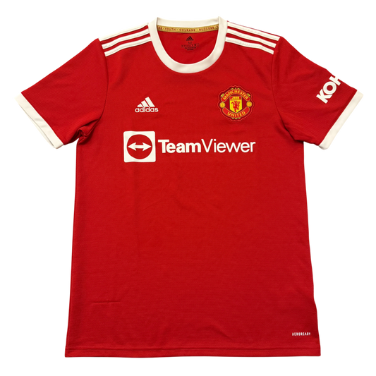 Red Manchester United 2021-2022 Home jersey with visible branding on a white background