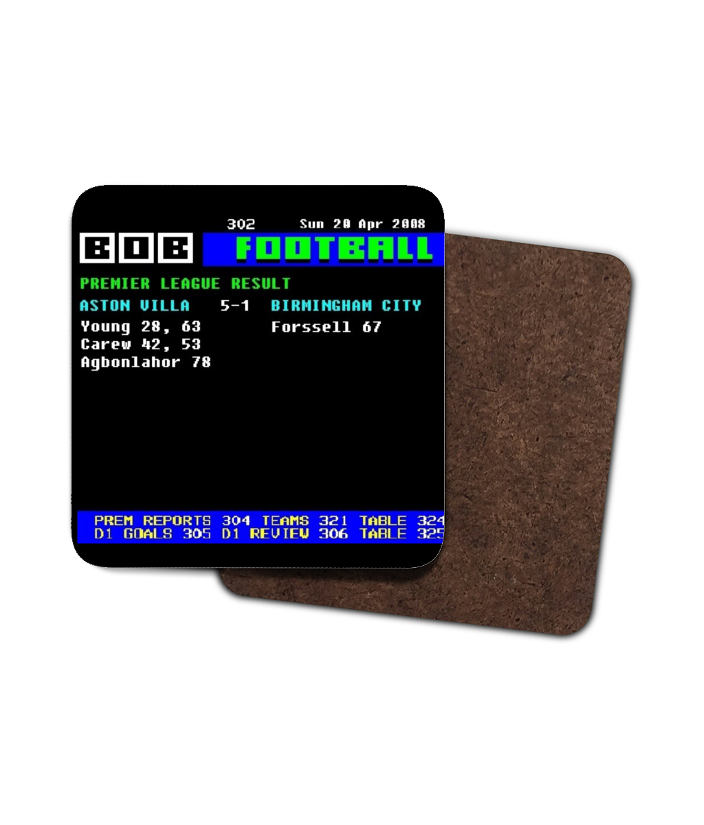 Aston Villa 5 V 1 Birmingham City 2008 Ceefax Style Coaster