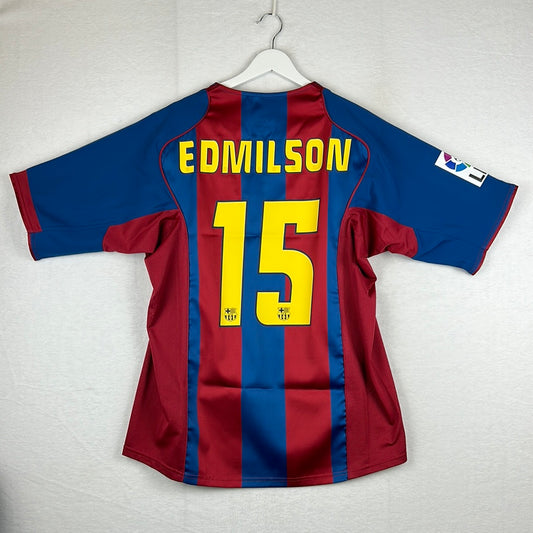Barcelona 2004/2005 Match Worn Home Shirt - Edmilson - Squad & Eusebio  Signed - COA