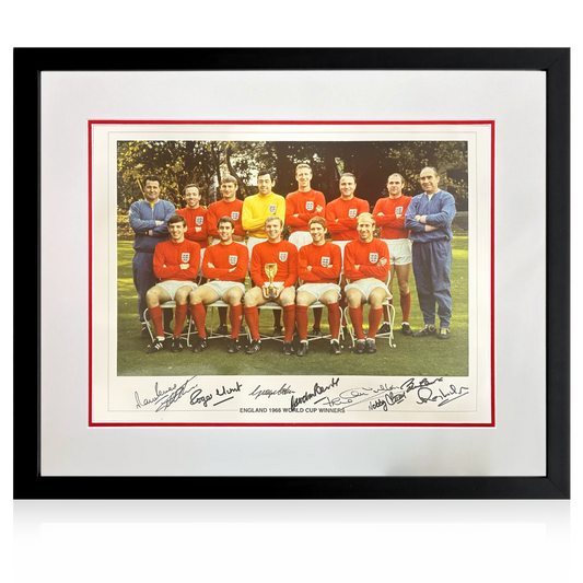 1966 England Signed By 9 Image Iconic Frame