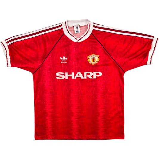 1990/92 Manchester United Home Football Shirt (L) Adidas