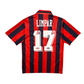 Red and black striped sports jersey with 'Limpar' and number '17' on a white background