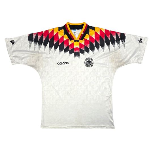 Vintage soccer jersey with Adidas logo on a white background