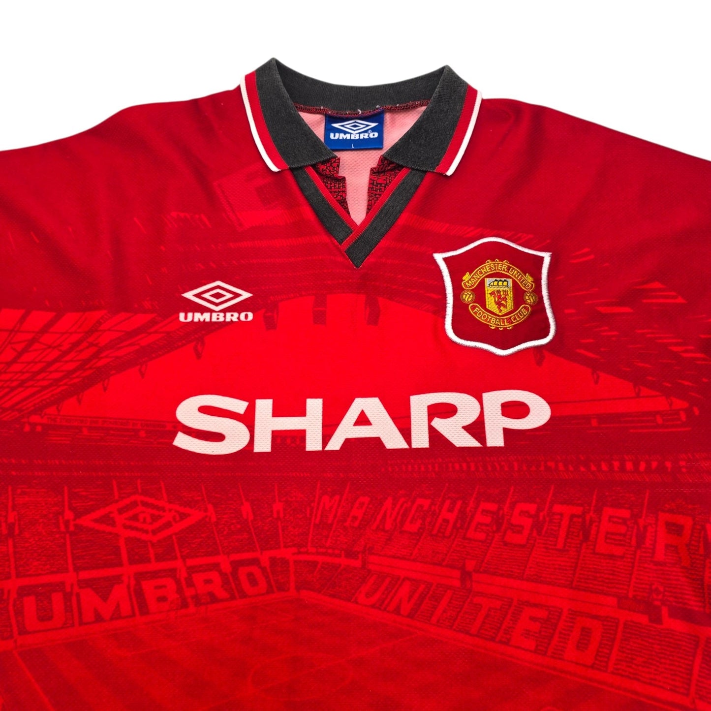 1994/96 Manchester United Home Football Shirt (L) Umbro #24 Beckham