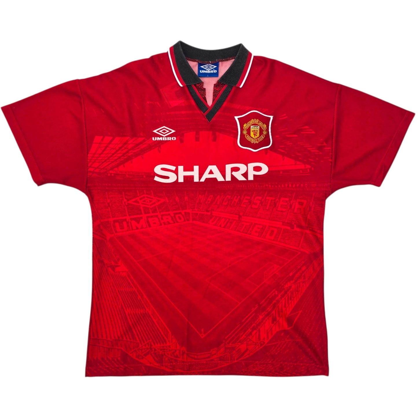 1994/96 Manchester United Home Football Shirt (L) Umbro #24 Beckham