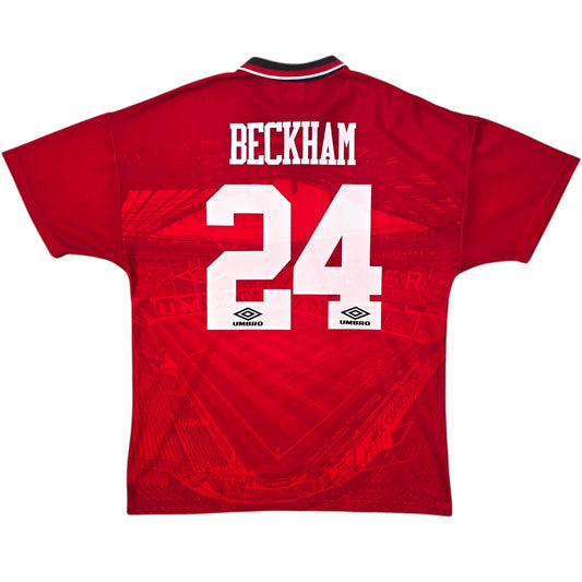 1994/96 Manchester United Home Football Shirt (L) Umbro #24 Beckham