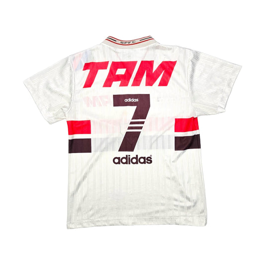1996 Sao Paulo Home Football Shirt (M) Adidas # 7 (Adriano)