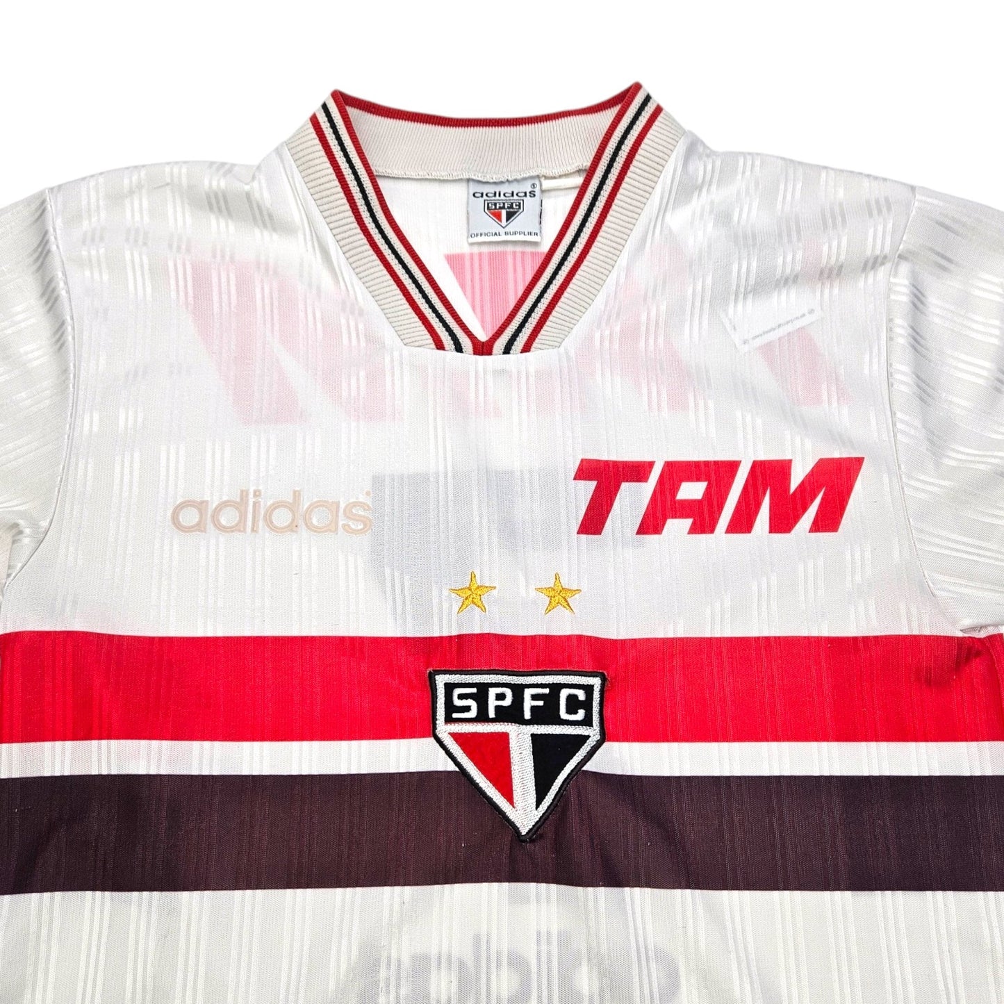 1996 Sao Paulo Home Football Shirt (M) Adidas # 7 (Adriano)