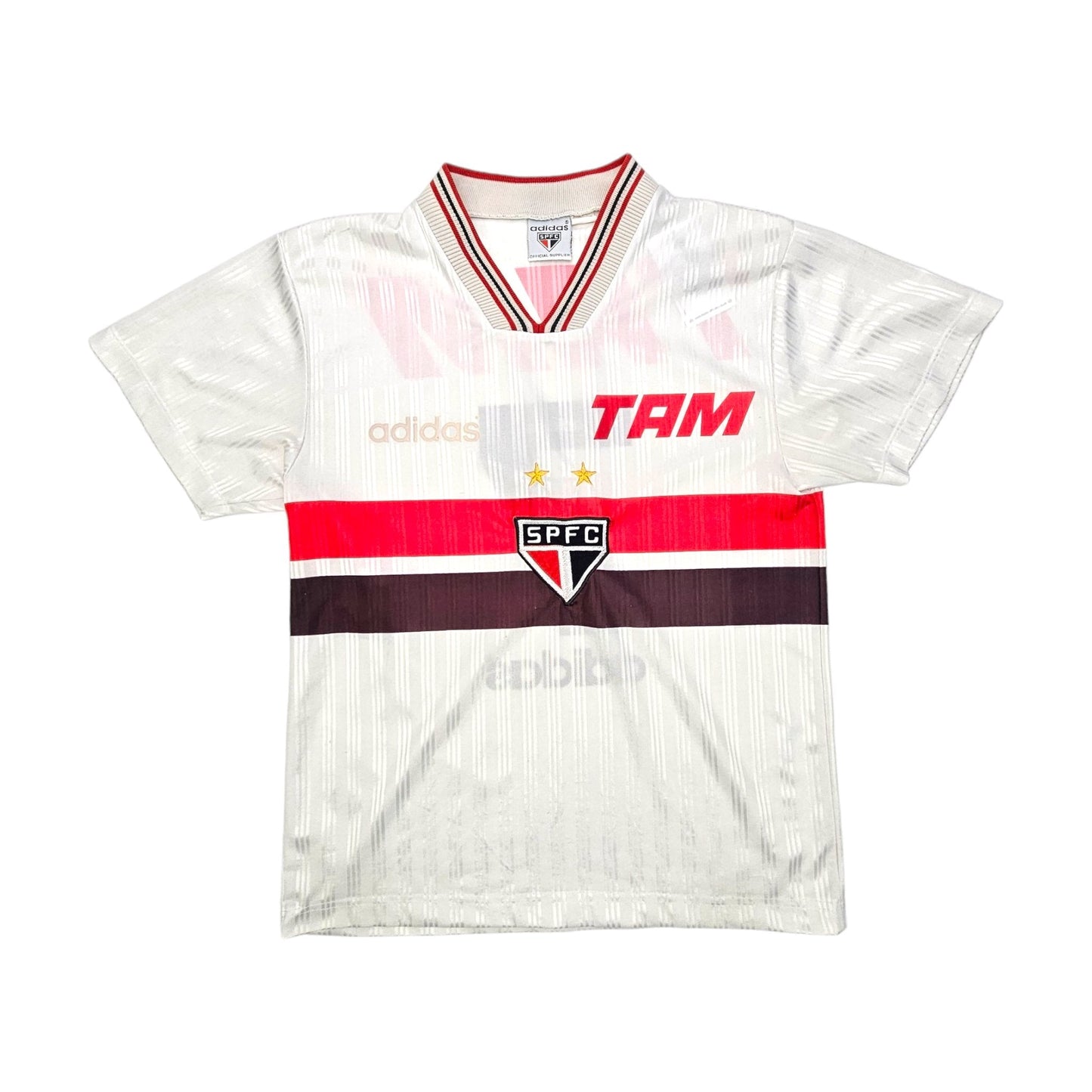 1996 Sao Paulo Home Football Shirt (M) Adidas # 7 (Adriano)