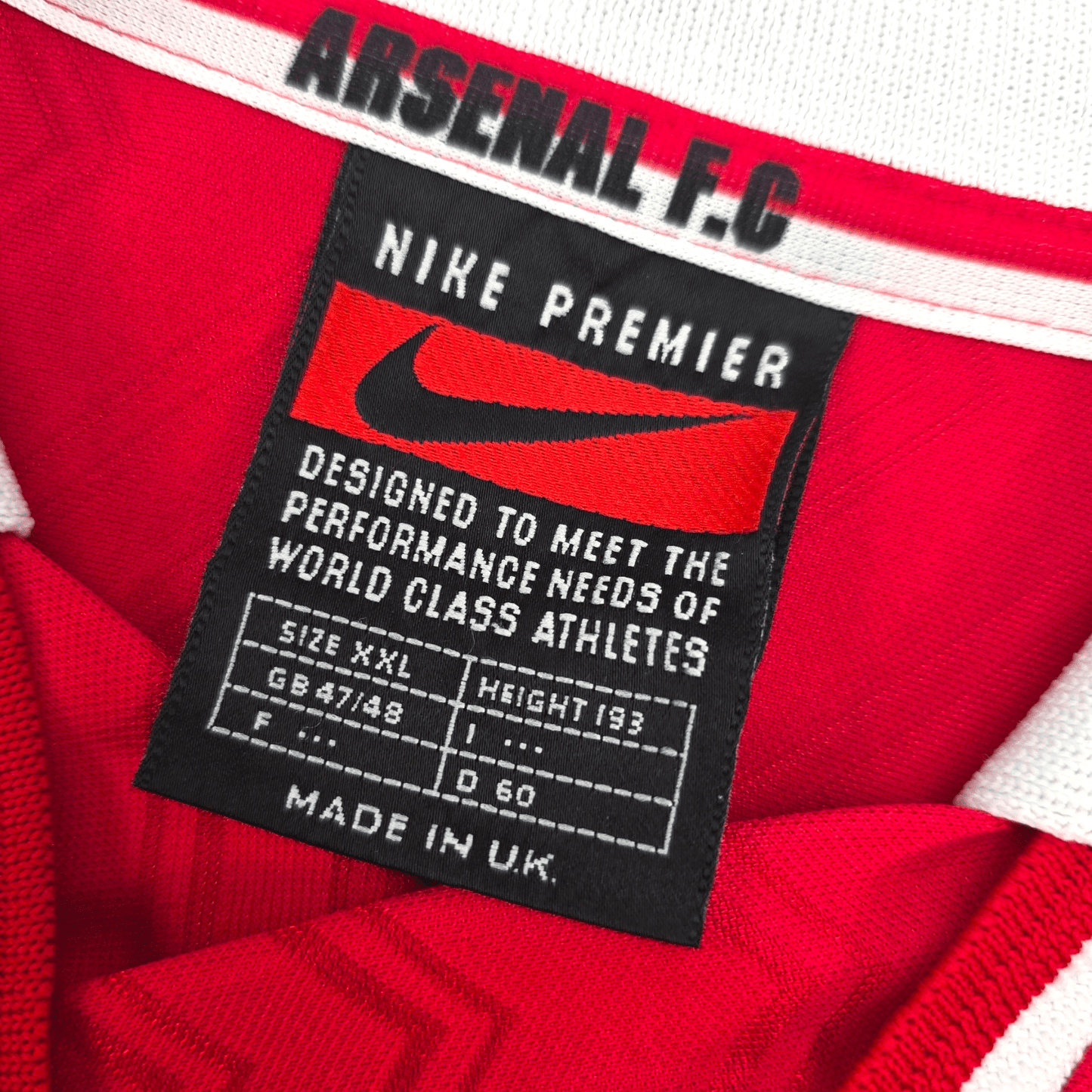 1996/98 Arsenal Home Football Shirt (2XL) Nike #8 Wright