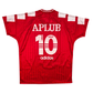 Red sports jersey with number 10 and 'Aplub' branding on a white background